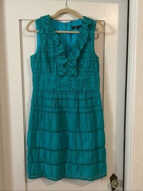 Nanette Lepore Turquoise Ruffle Detail Dress size 8